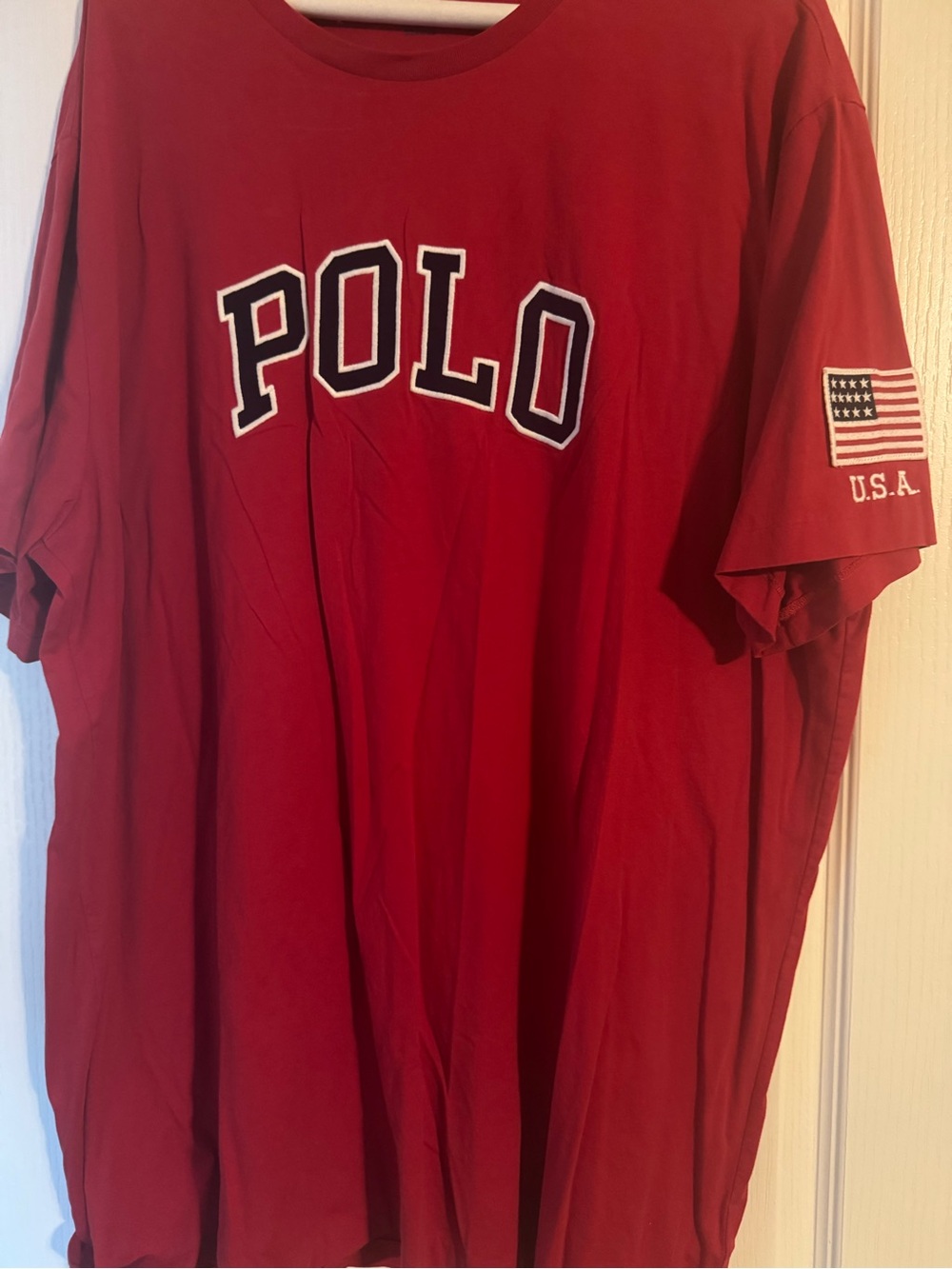 Polo by Ralph Lauren Red Short-Sleeve Graphic Polo Tee with USA Patch